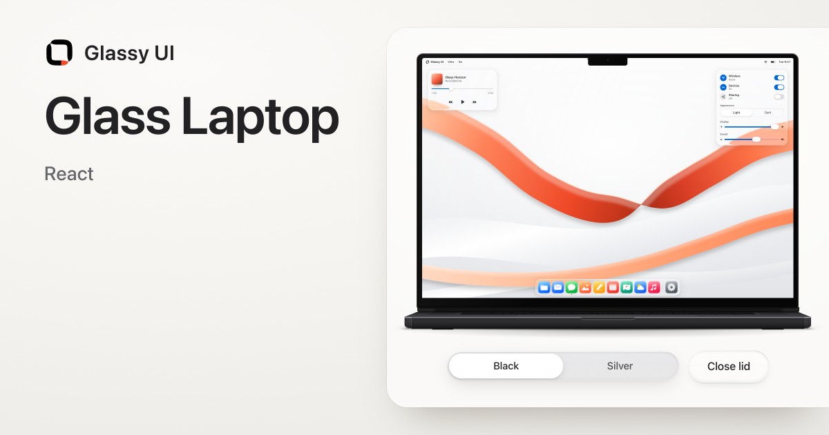 Glass Laptop: a CSS 3D React laptop mockup | Glassy UI